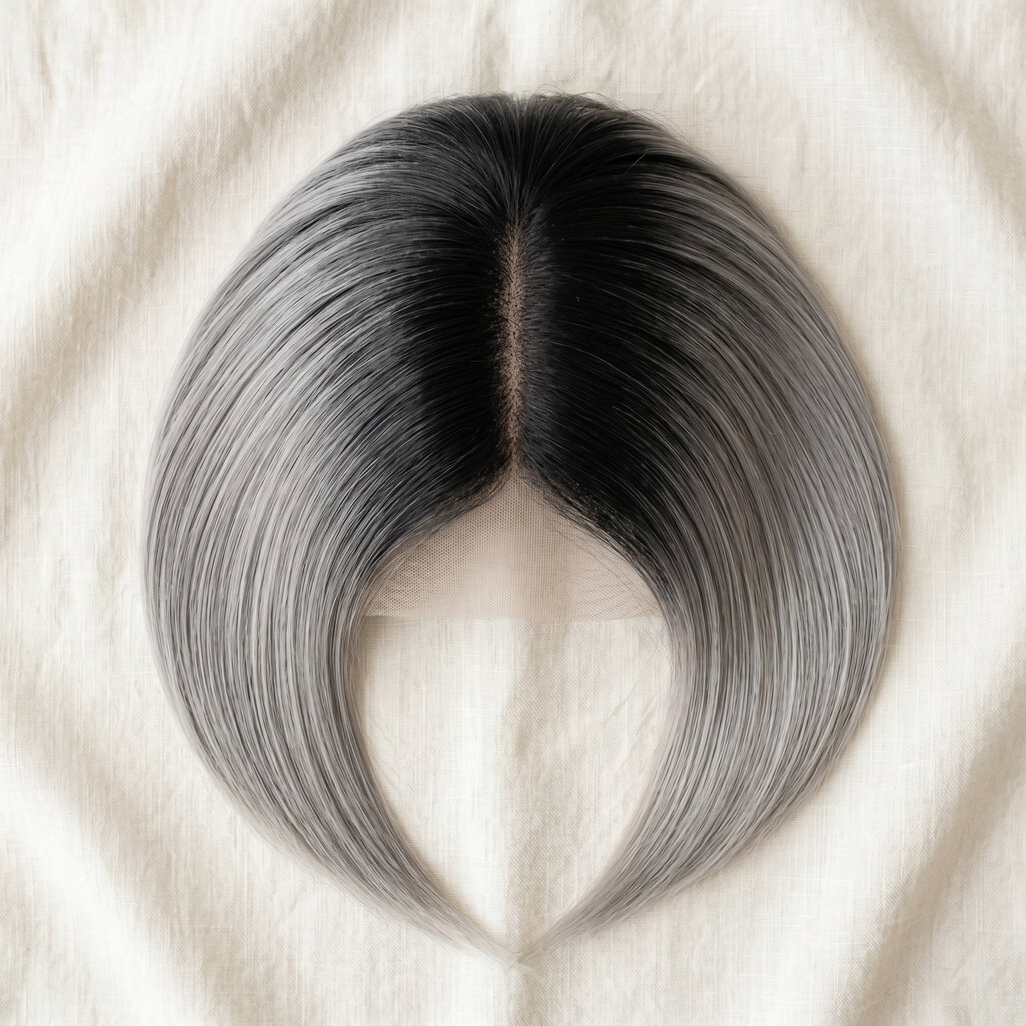 QOGH Hair Topper Highlighted P1/Silver top view parting