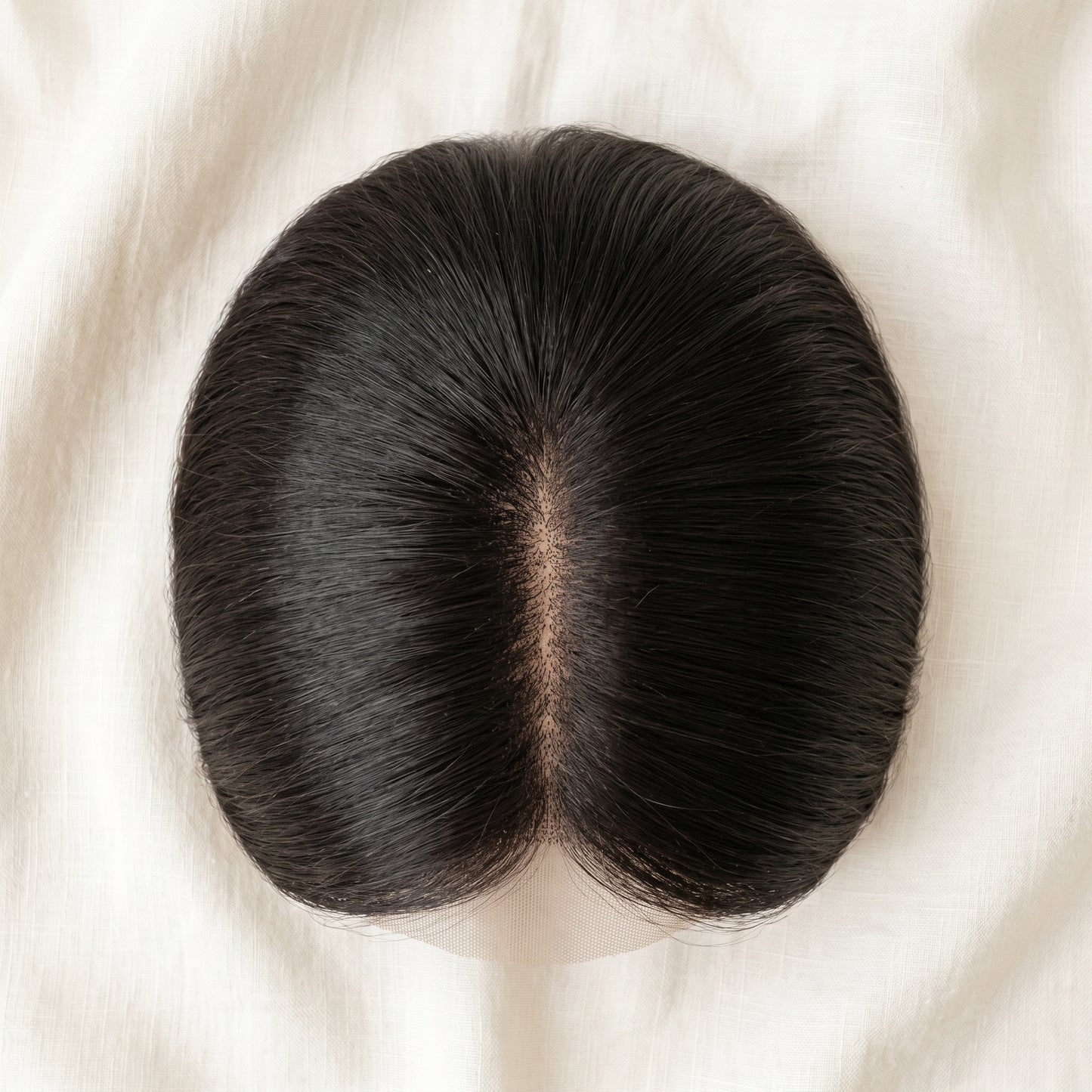 QOGH Hair Topper Solid Colour #1B top view parting