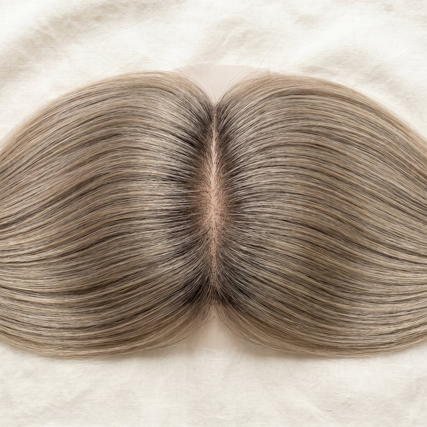 QOGH Hair Topper Solid Colour #7A-Ash top view parting