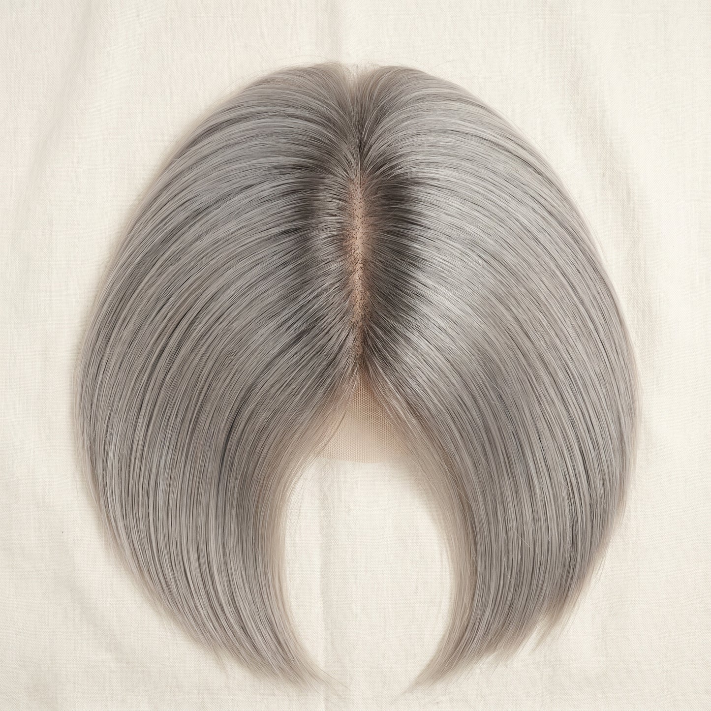 QOGH Hair Topper Solid Colour #Silver top view parting