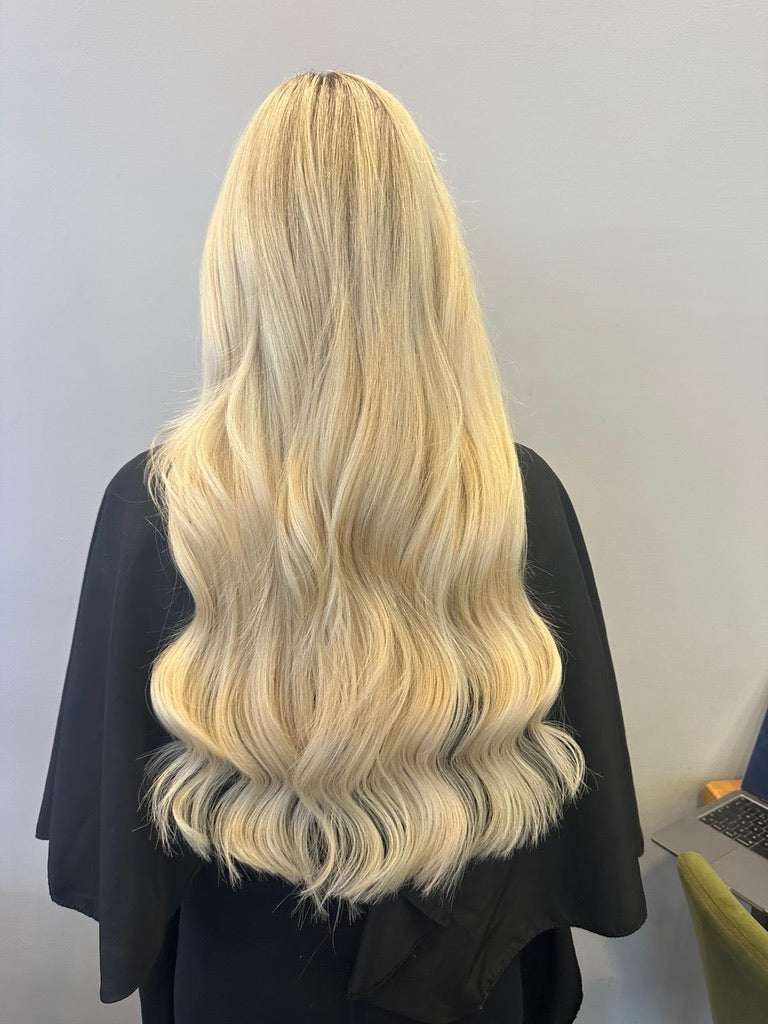 After hair extensions — back view