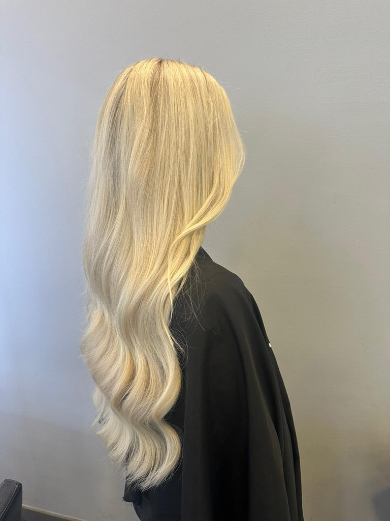 After hair extensions — side view