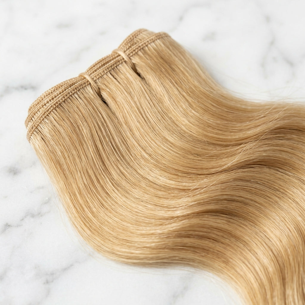 Rich brunette balayage hair extensions by QOGH